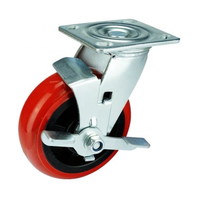 6'' heavy duty casters wheels dentiform with brake PU caster wheels heavy duty