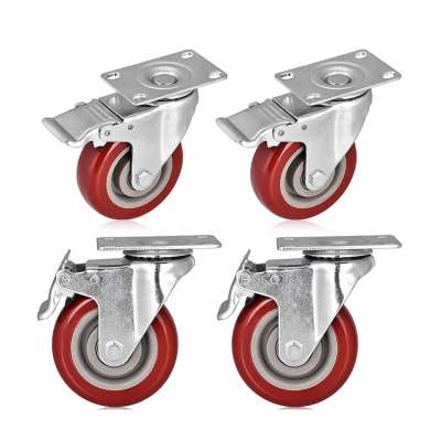 Amazon source supplier 3 inch Heavy Duty Lockable Bearing Caster Wheels Swivel Casters with Brake for Furniture and Workbench