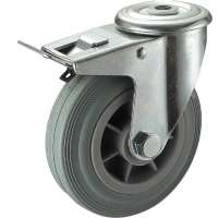 Long way industrial 4 - 8 inch 200kg PP core threaded Gray rubber caster wheels