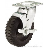 Mobile adjustable scaffold caster wheel with brake