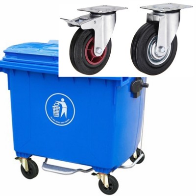 Good quality 100L Green standard waste trash bin casters