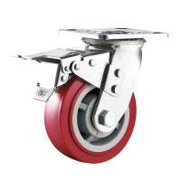 Heavy duty PU caster wheel with total brake and lock