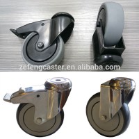 100 mm European TPR Rubber Bolt Hole Castor with Zinc Brake