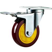 4 inch Food Cart PU Swivel Caster Wheel braked ball bearing 100kgs