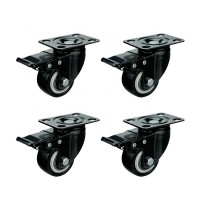 Supply Amazon 2" 360 Degree Swivel Plate Heavy Duty Caster Wheels with Brake Set of 4 No Noise Polyurethane (PU) Locking Castors