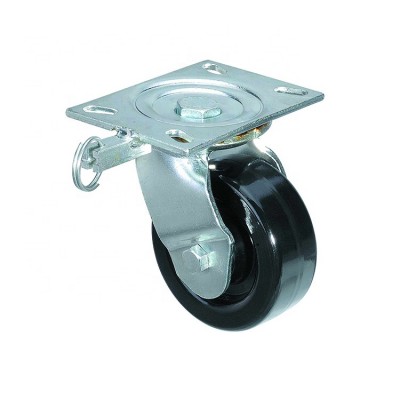 Phenolic high temperature caster wheel with swivel plate directional lock brake