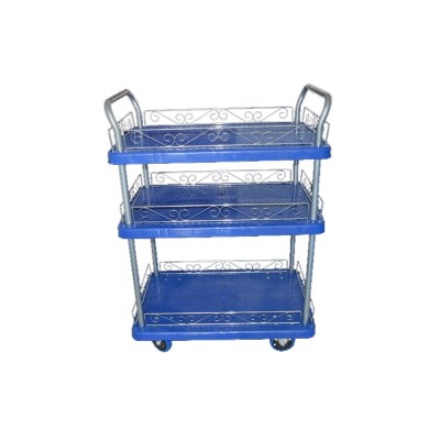 WBD 3 layer 300kg hotel room service silent plastic platform trolley