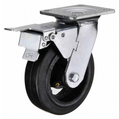 Black hard rubber iron core swivel heavy duty caster wheels