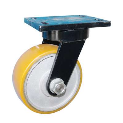 Solid steel PU 100mm 125mm caster wheel 1 ton heavy duty pu caster wheel